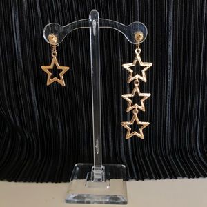 Vintage Jewelry - Rhinestone star shaped stud drop earrings in gold Vintage Jewelry - Rhinestone star shaped stud drop earrings in gold